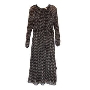 Boden Women's Erica Chevron Print Midi Dress- Black/Pink Print- Size 6R *